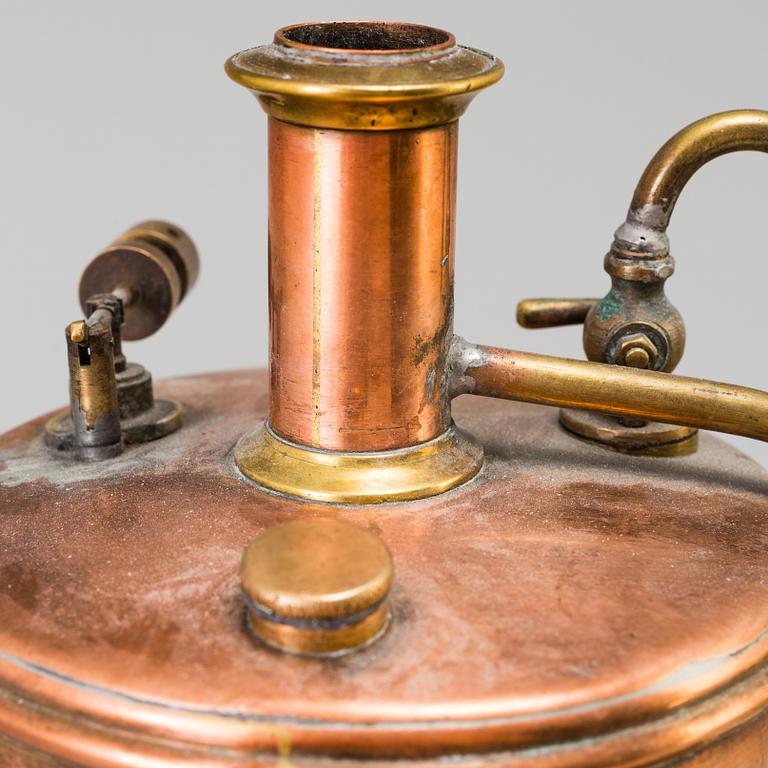 A copper and brass steam engine 20th century.