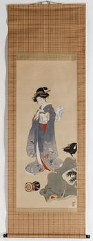 RULLMÅLNING på papper, Japan omkring år 1900.