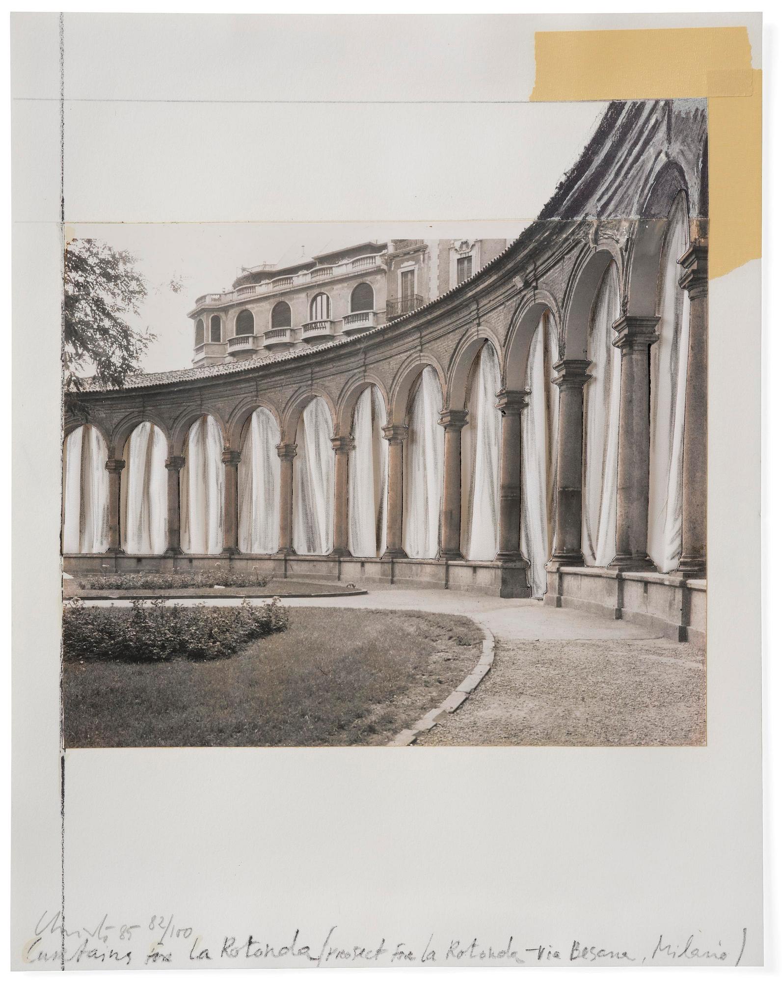 Christo Vladimirov Javacheff, "Curtains for la Rotonda, project for Milan" ur: "Five Urban Projects".