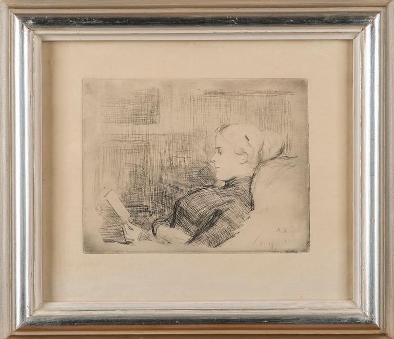 ALBERT EDELFELT, etsning, plåtsignering.