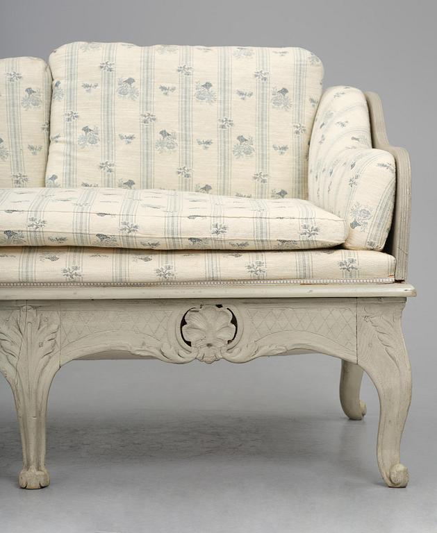 A Swedish rococo sofa, later part 18th century.