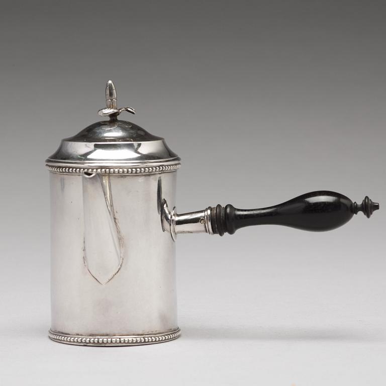 A Swedish 18th century silver coffee-/ milk- pot, mark of Erik Holmberg, Lund 1795.