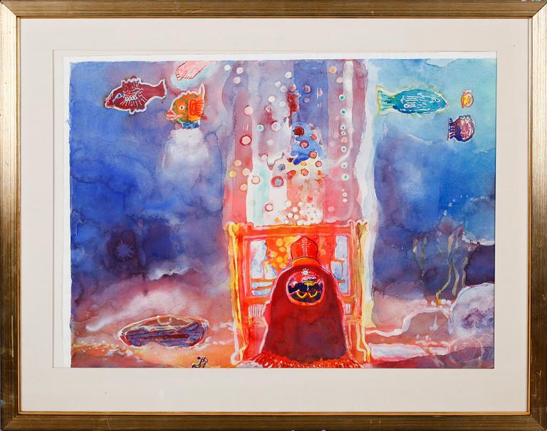 OKÄND KONSTNÄR, akvarell, signerad.