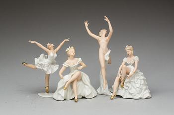 FIGURINER, 4 st, porslin, Wallendorf.