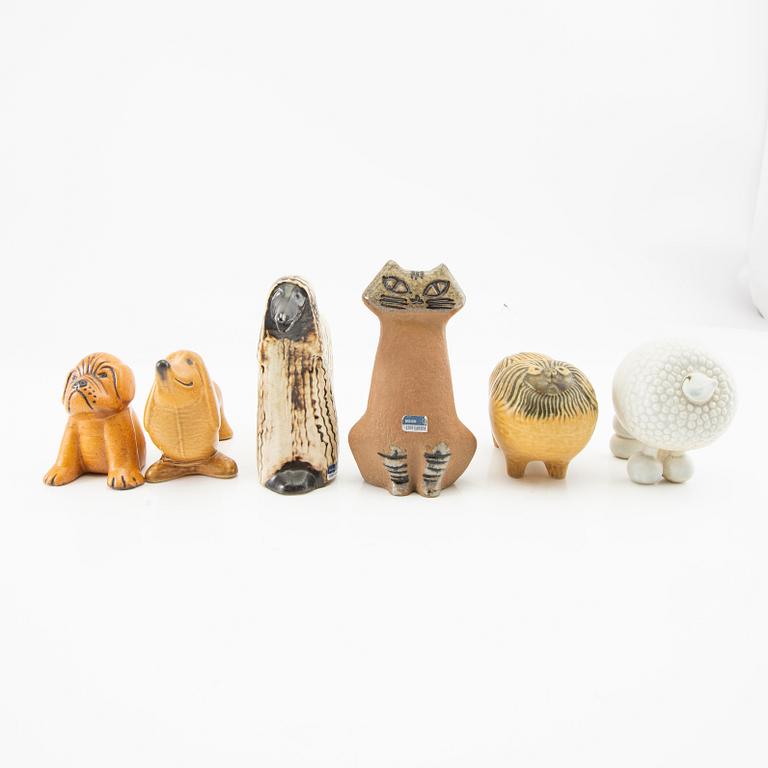 Lisa Larson, figurines 9 pcs Gustavsberg glazed stoneware.