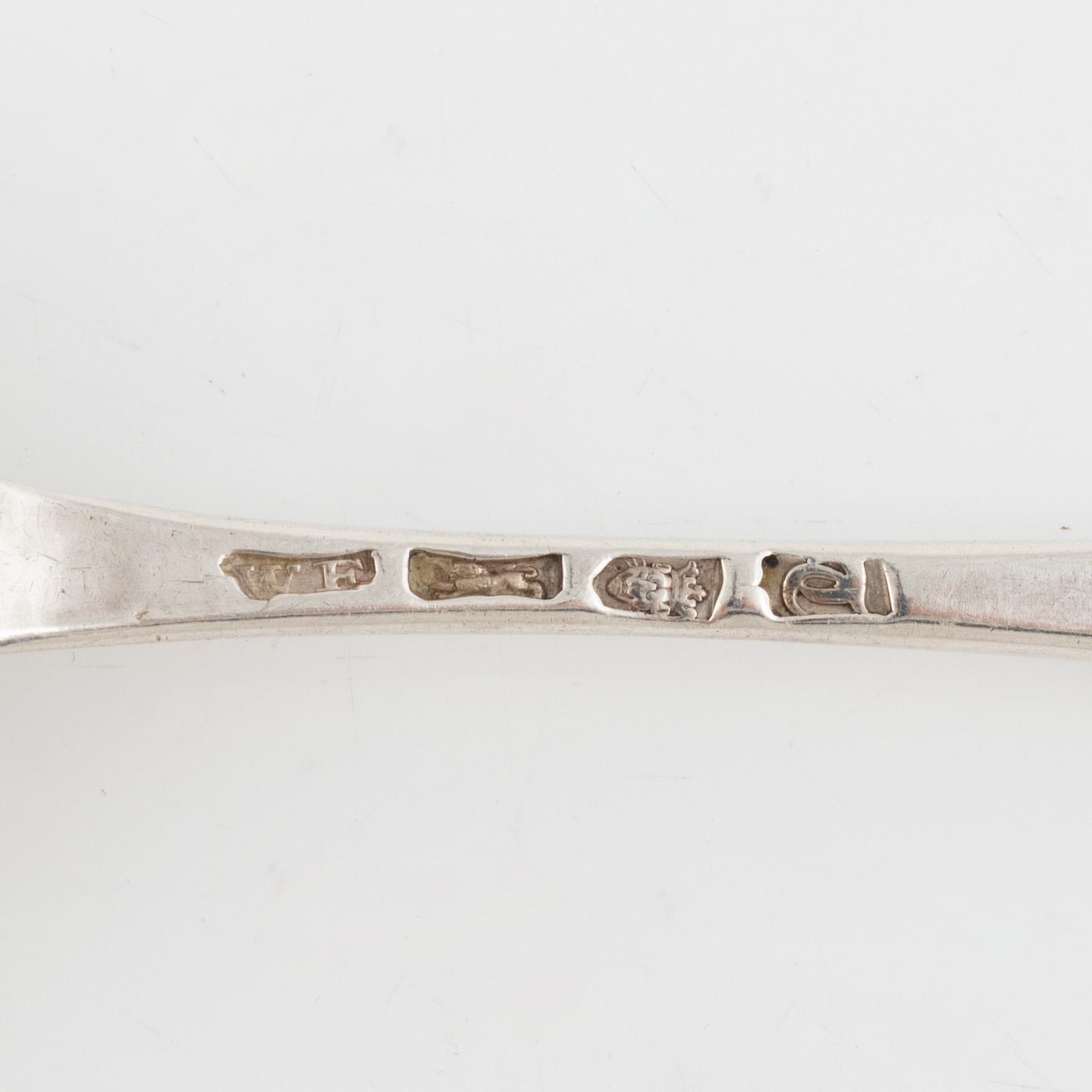 Skedar, 24 st, silver, bl a Jonas Berg, Stockholm 1777.