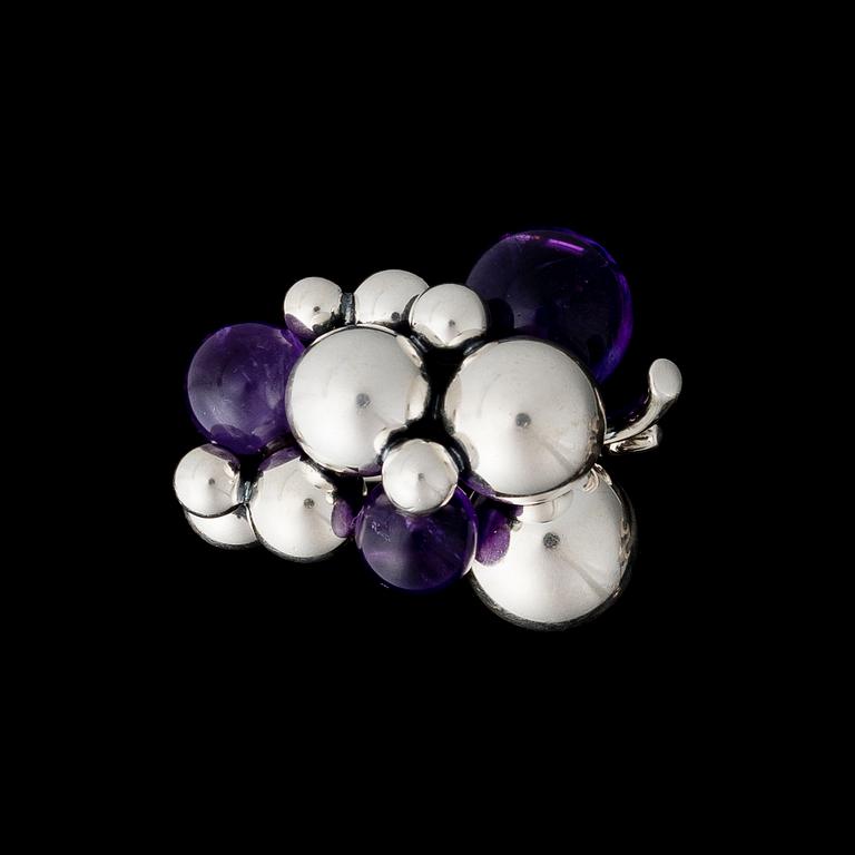 GEORG JENSEN, ring "Moonlight grapes", ametister, silver.