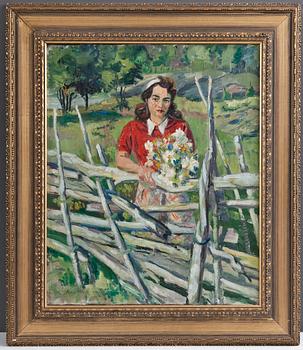 Armas Mikola, GIRL WITH FLOWERS.