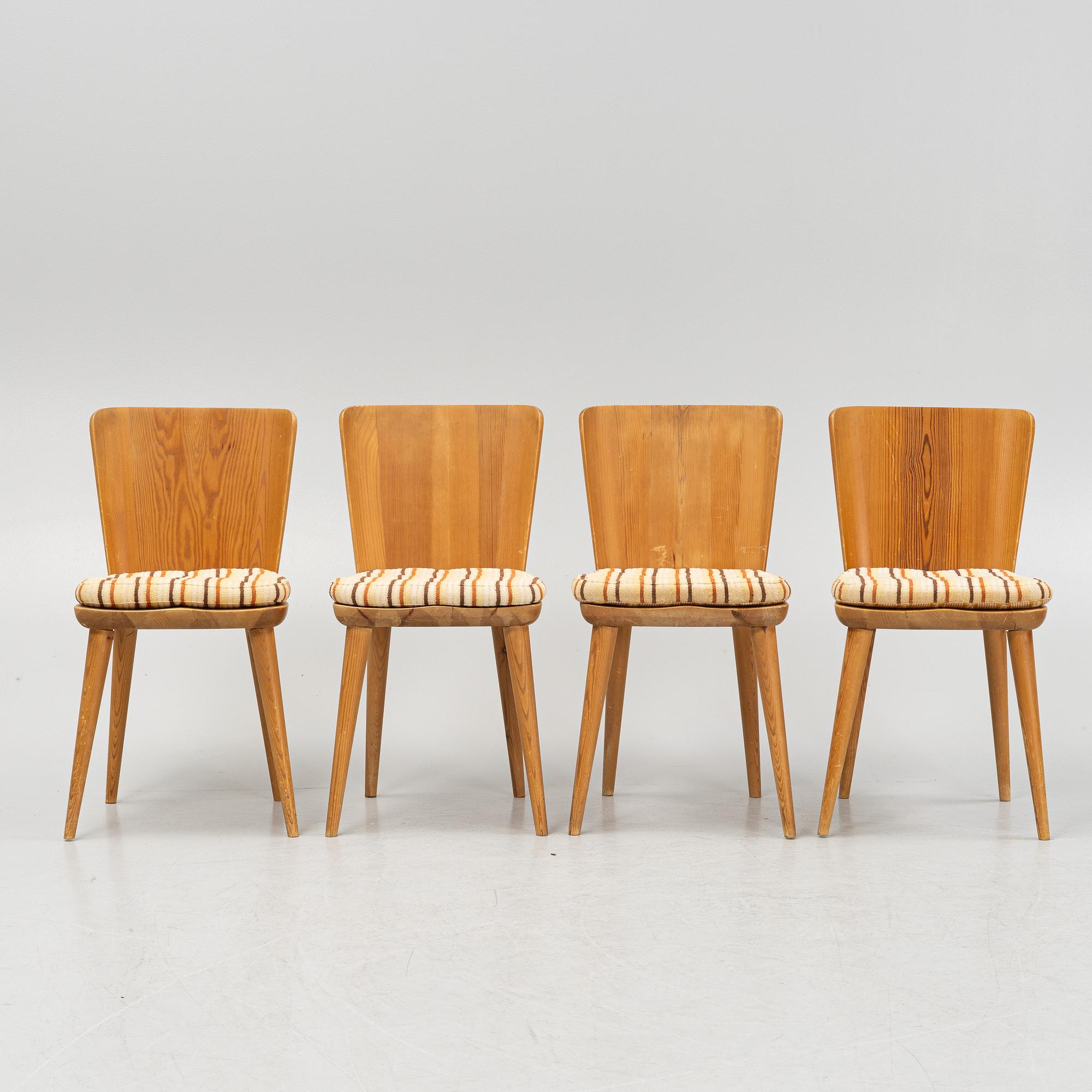 Göran Malmvall, stolar 4 st, "modell 510", Svensk Fur, Karl Andersson och söner, 1900-talets mitt.