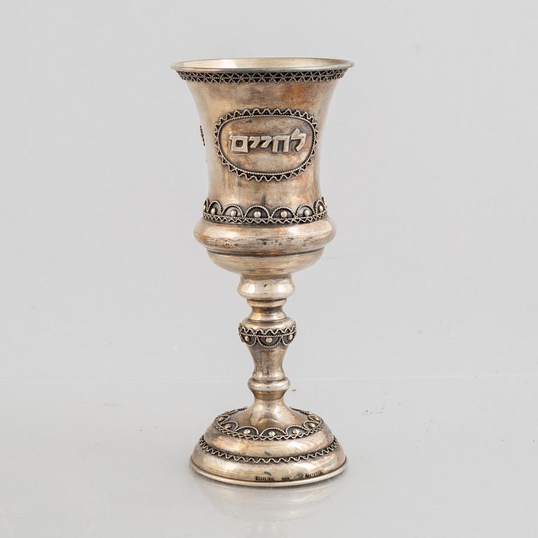 Kiddush cup / drinking chalice, silver, Judaica, early 20th Century.