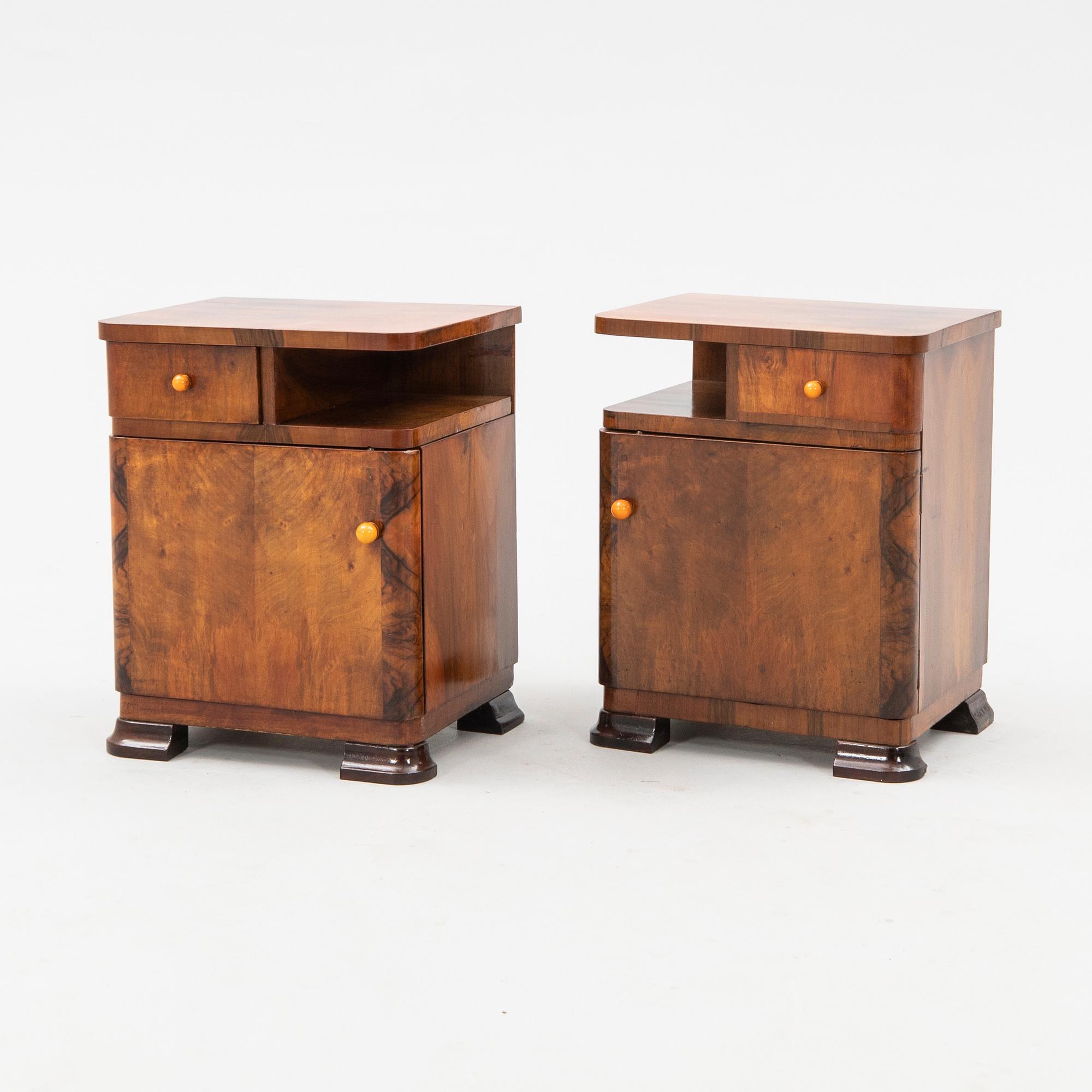 Pair of bedside tables, first half of the 20th century.
