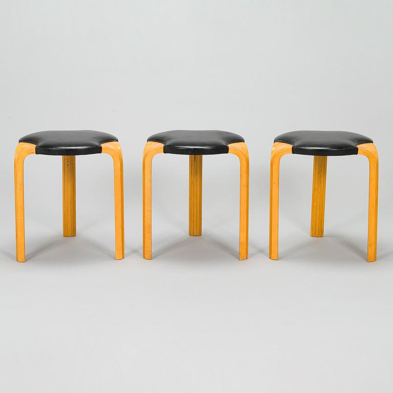 Alvar Aalto, three 1960s 'X600' stools for Artek.