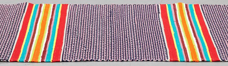 Jenny Mäkinen, A runner, "Jenny", a rag rug, ca 1120,5 x 71,5-74 cm, Finland the beginning of the 1970's.