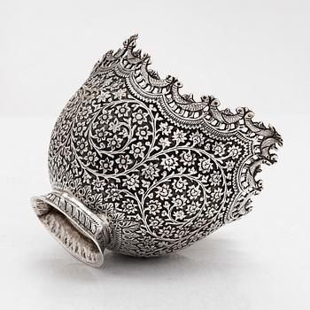 A silver tray and bowl, India.