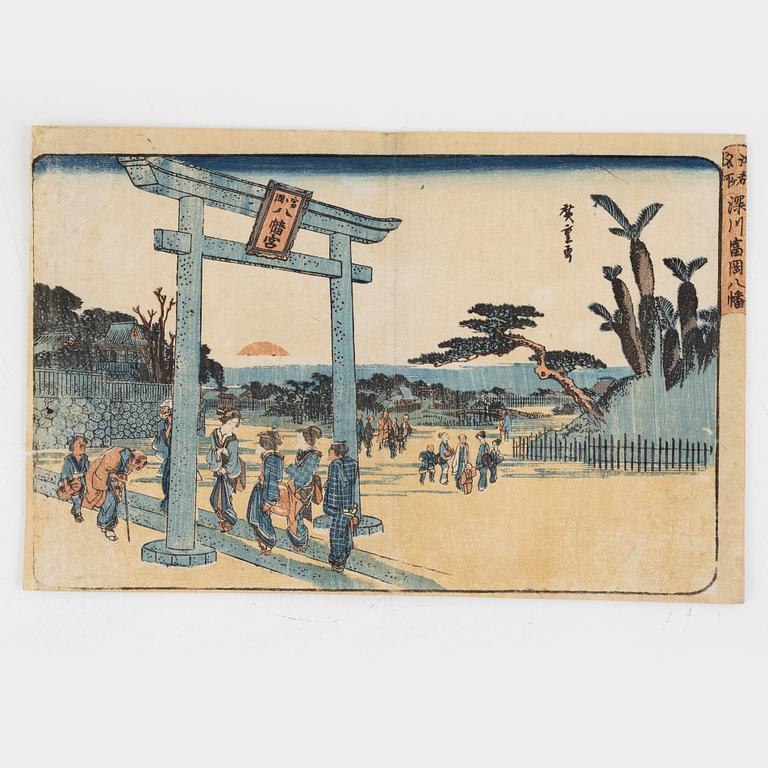 Ando Utagawa Hiroshige, after, four woodblock prints.