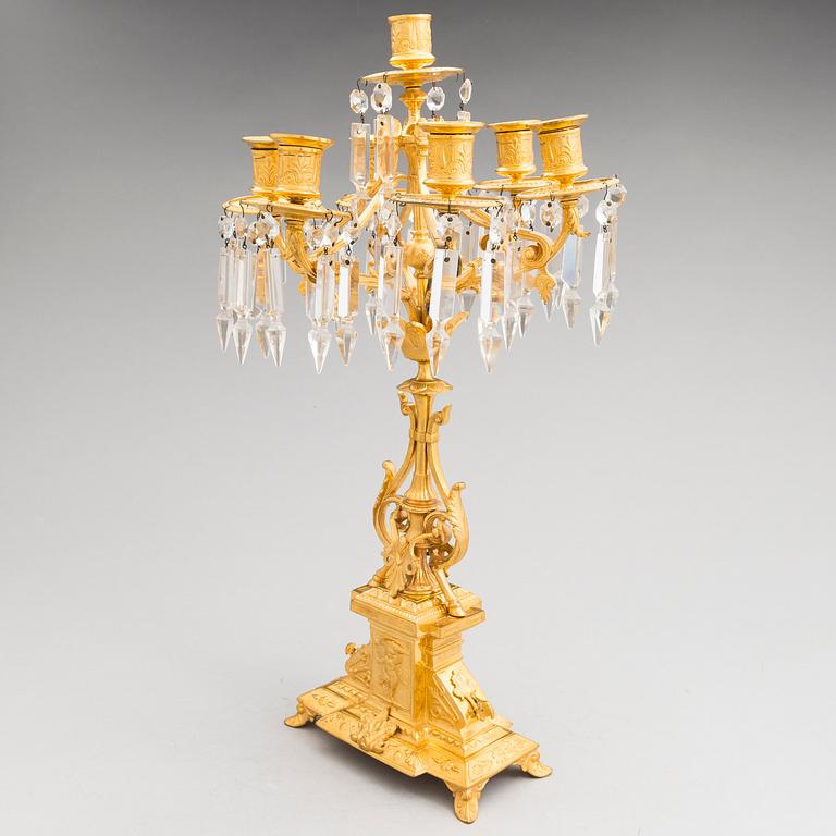 A 19th-Century candelabrum for seven candles.