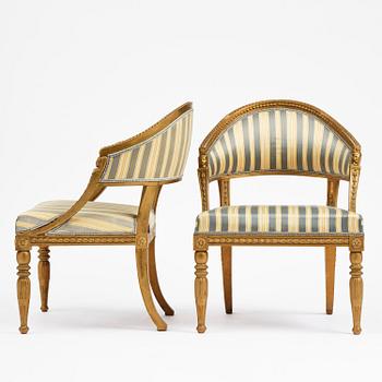 A pair of late Gustavian open armchairs attributed to E. Ståhl (master in Stockholm 1794-1820).