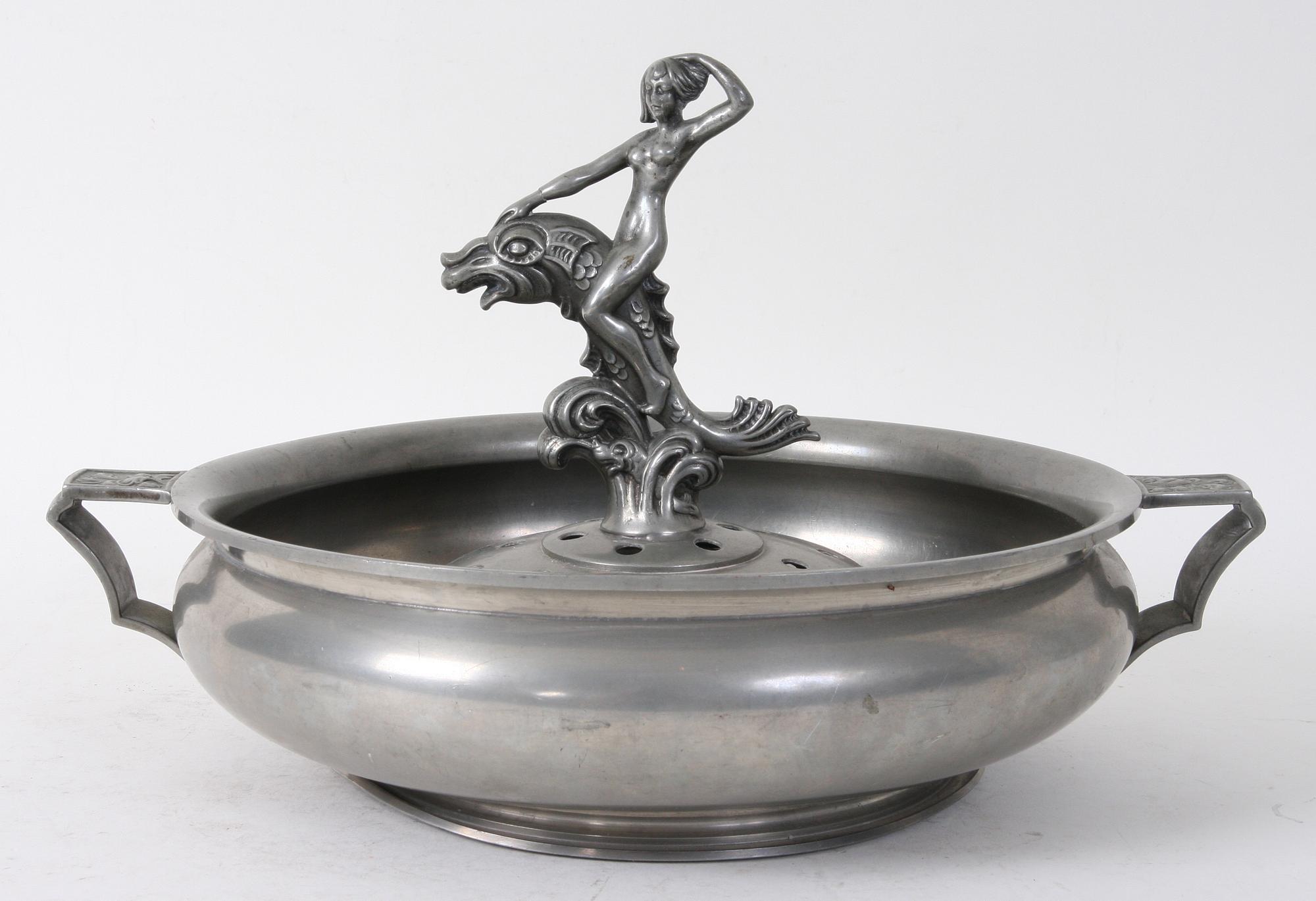 UPPSATSSKÅL/FLOWER FROG, tenn, Stockholm, 1930-tal.