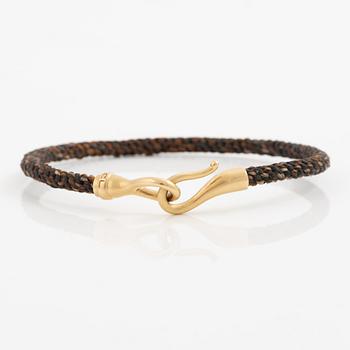 Ole Lynggaard bracelet 18K gold and textile/rope "Life".