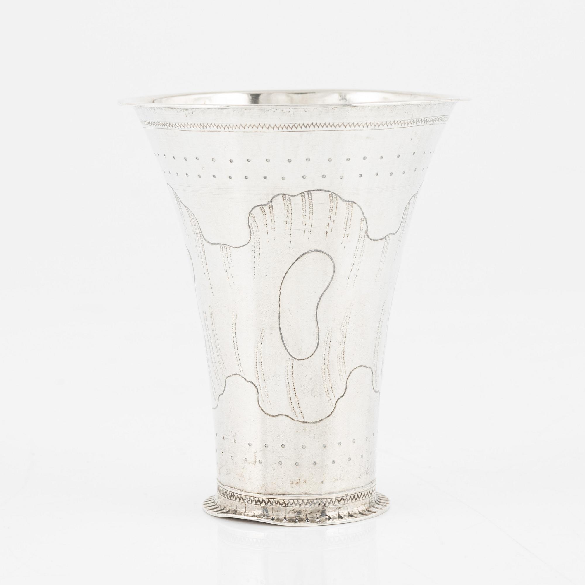 A Swedish 18th Century silver beaker, Peter Falk, Skara 1769.