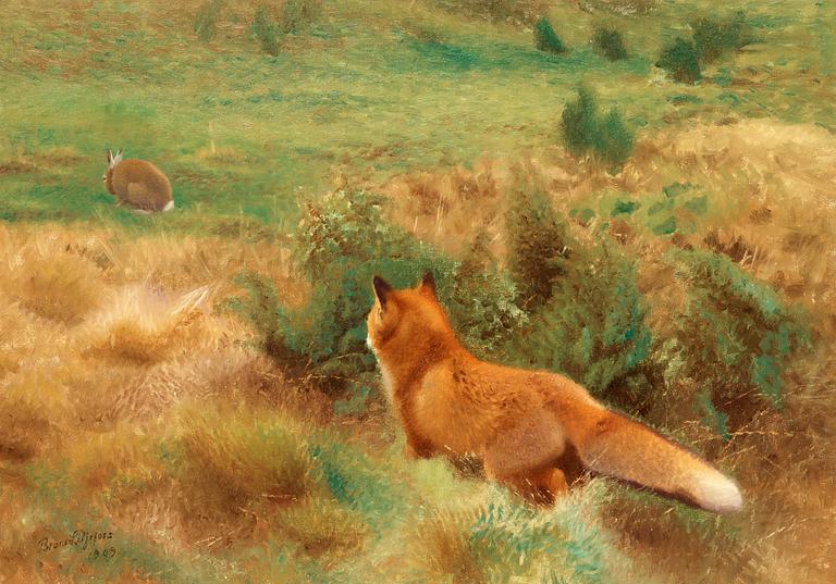 Bruno Liljefors, Fox stalking hare.