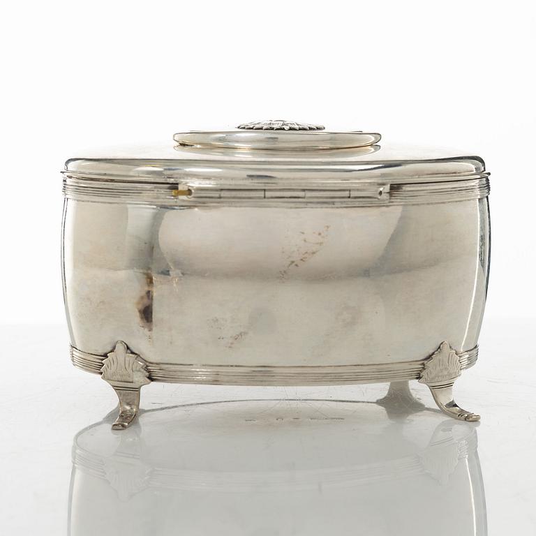 A Swedish silver sugar box, mark of Petter Adolf Sjöberg, Stockholm 1818.