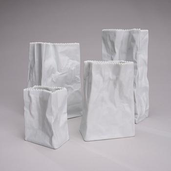 VASER, 4 st, porslin, "Do Not Litter", Tapio Wirkkala, Studio-Linie, Rosenthal.