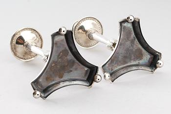 LJUSSTAKAR, 1 par, nysilver, C G Hallberg, 1900-talets första hälft.