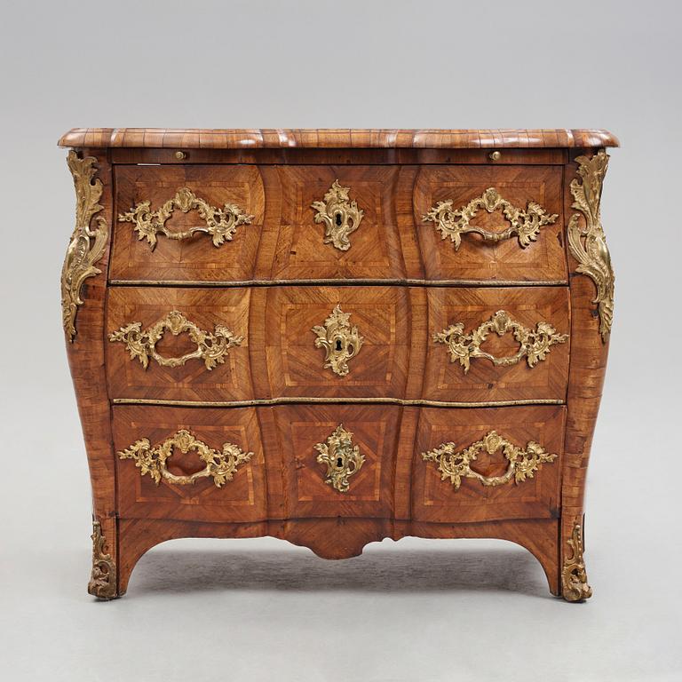 A Swedish Rococo 18th century commode by Christian Linning, master 1744.
