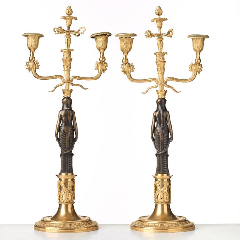 A pair of two-light candelabra, Vienna circa 1800.