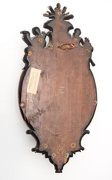 SPEGELLAMPETTER, för ett ljus, ett par. Burchard Prechts verkstad, omkring 1720. Senbarock.