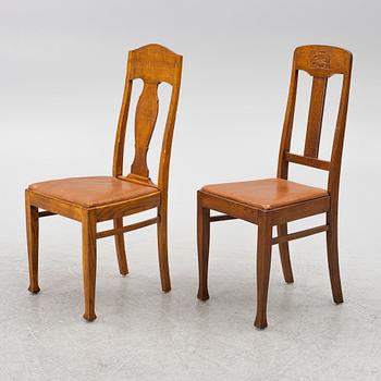 Eleven chairs in various models, Art Nouveau, around the year 1900.