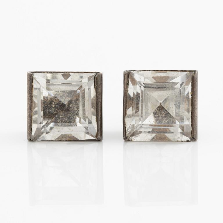 Wiwen Nilsson, Earrings, a pair, silver with rock crystal.