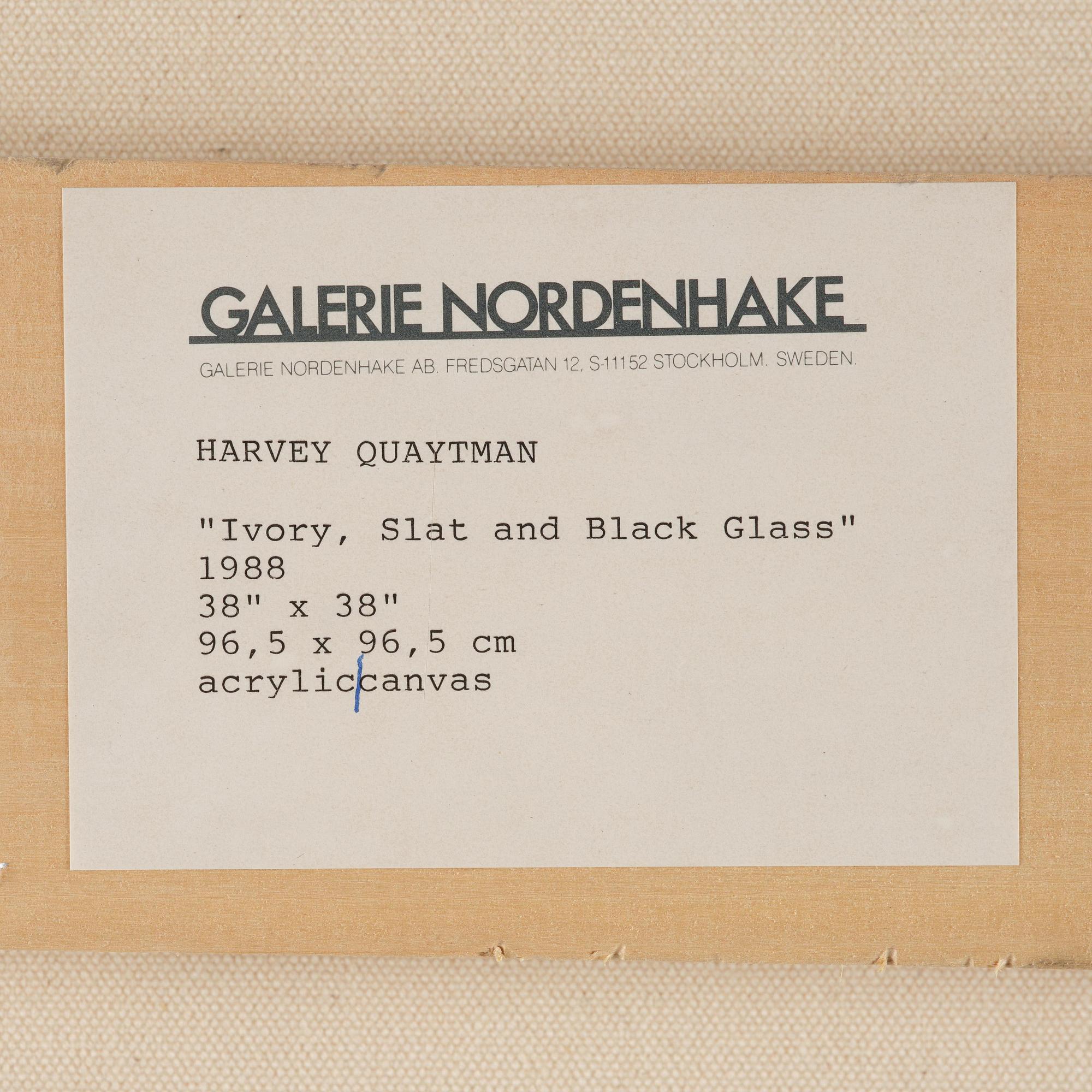 Harvey Quaytman, "Ivory, Slat and Black Glass".