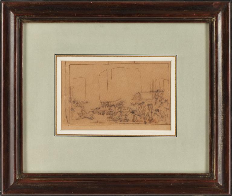 CARL FREDRIK HILL, tuschteckning.