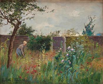 872. Charlotte Wahlström, ”Kvinna i blommande trädgård”.