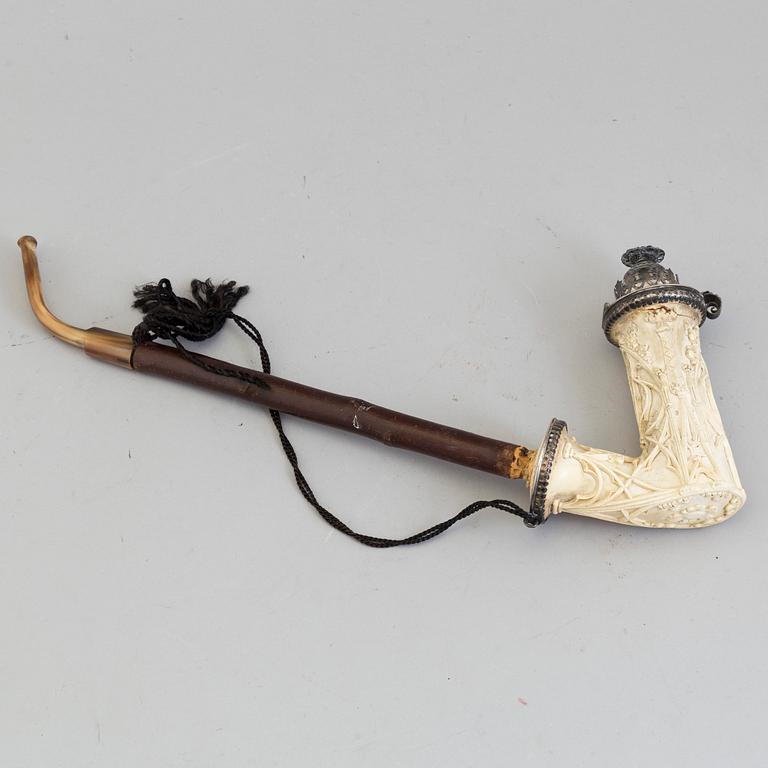 AN AUSTRIA HUNGARY PIPE, silver, dated 1835.