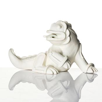 Wilhelm Kåge, a set of two stoneware sculptures of dragon puppies, Gustavsberg, 1940s.