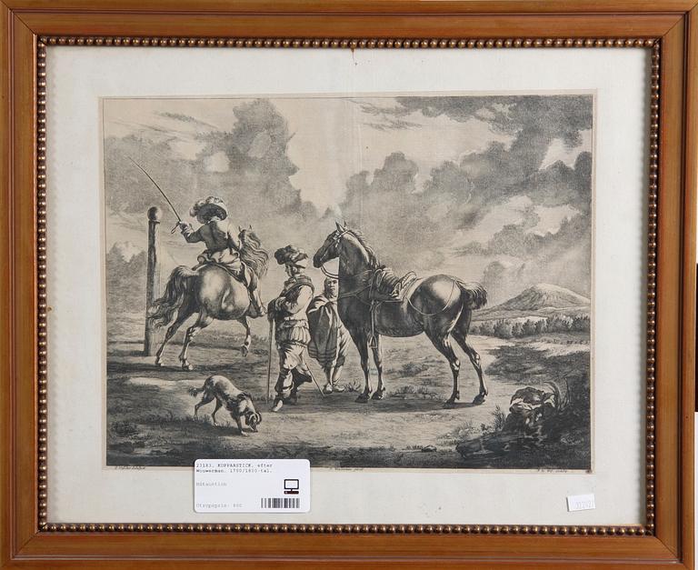 KOPPARSTICK, efter Wouwerman. 1700/1800-tal.