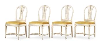 1396. Four Gustavian late 18th century chairs.