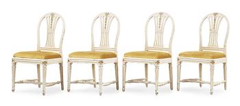 Four Gustavian late 18th century chairs.