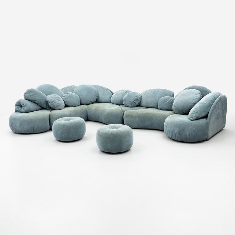 Hans Hopfer, a "Croissant" modular sofa model WK 510, Neue Wiener Werkstätte, 1980s.