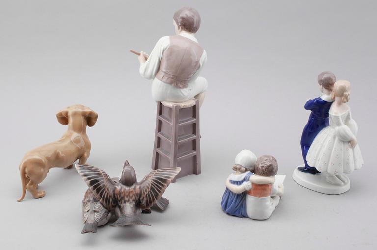 FIGURER, 5 delar, porslin, Bing & Gröndahl, Danmark.