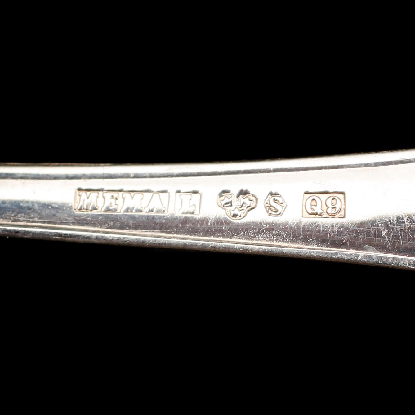 KAFFESKEDAR, 12 st, silver, Mema bla 1964. Tot 164 g.