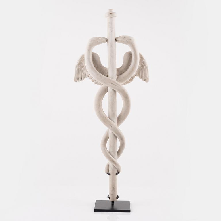 A Grand Tour marble caduceus, presumably Italian, late 19th century.
