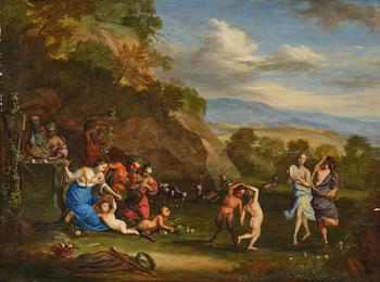 768. Cornelis van Poelenburgh, attributed to, Archaic landscape with dancing nymphs and fauns.