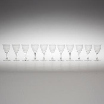 LARS KJELLANDER, Kosta, likörglas 11 st, "Tre rosor".