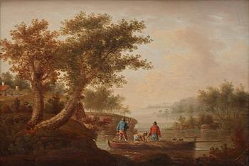 419. Anders Holm, Landscape with figures in a boat.