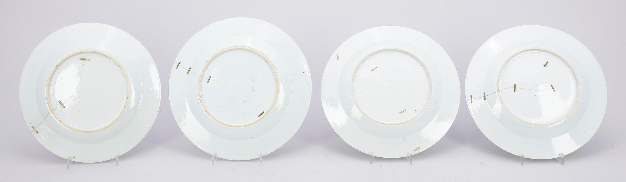 TALLRIKAR, 4 st, porslin, Qing dynastin, Qianlong (1736-95).