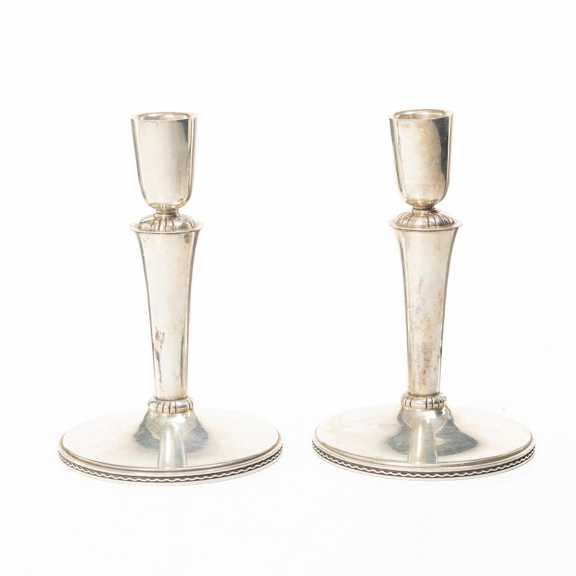 Eric Råström, Candlesticks, a pair, silver, Stockholm 1952.